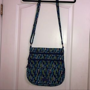 Vera Bradley Cotton Triple Zip - Blue, Green, White & Navy pattern